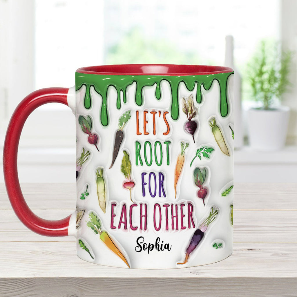 Let's Root For Each Other - Personalized Veganism Accent Mug