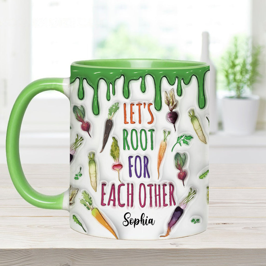 Let's Root For Each Other - Personalized Veganism Accent Mug