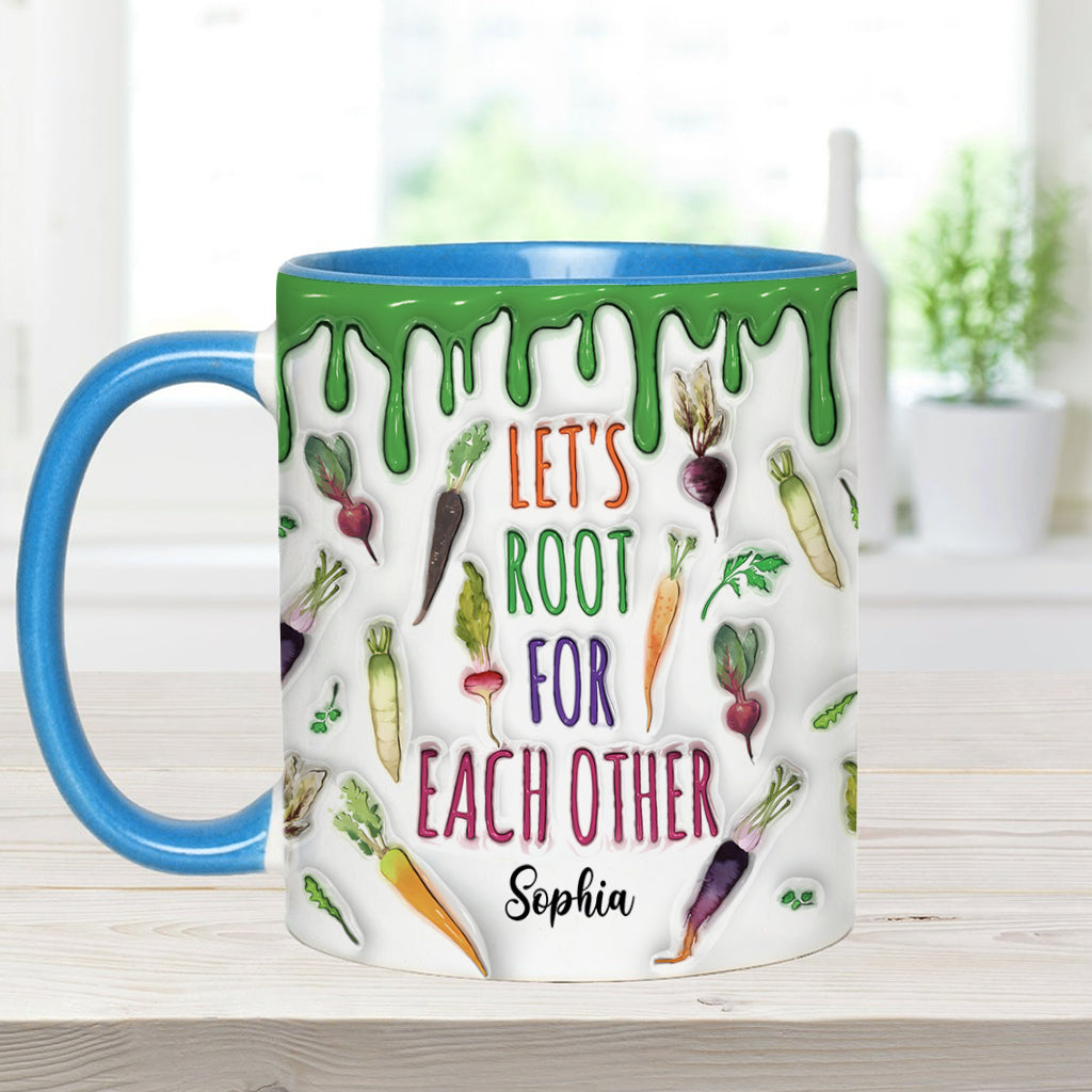 Let's Root For Each Other - Personalized Veganism Accent Mug