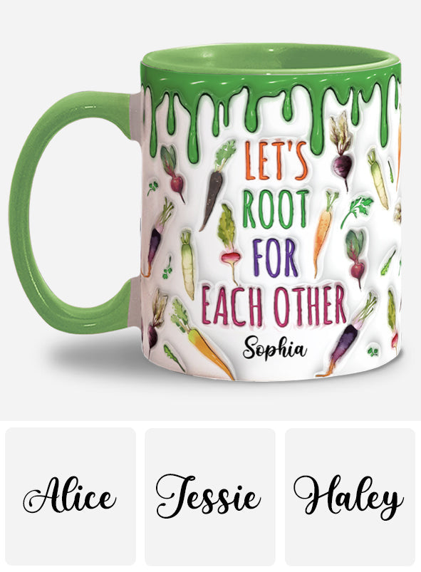 Let's Root For Each Other - Personalized Veganism Accent Mug