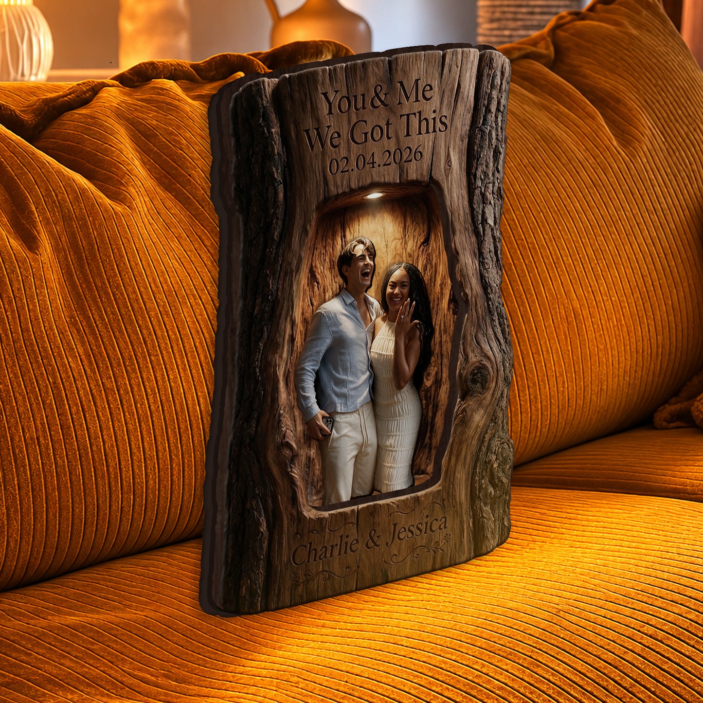 You & Me We Got This - Personalized Couple Wooden Light Shadow Box
