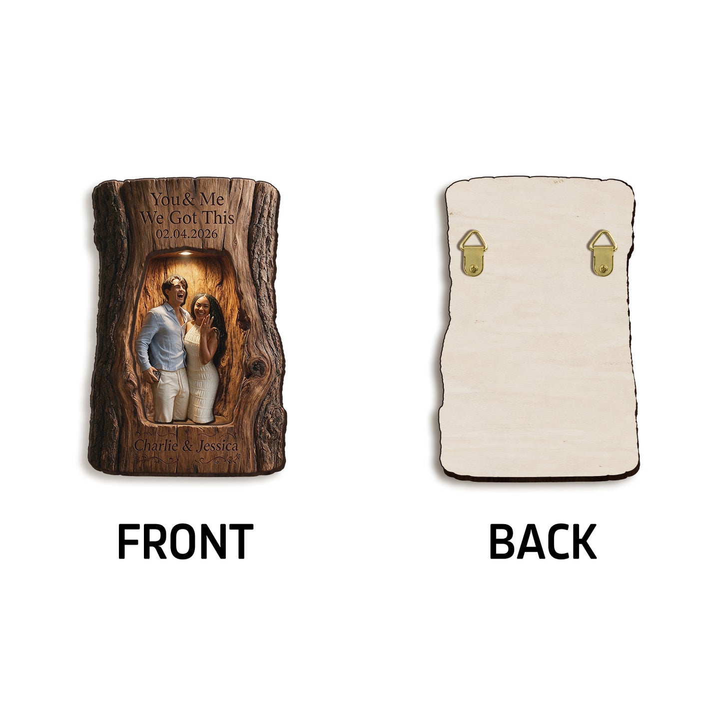 You & Me We Got This - Personalized Couple Wooden Light Shadow Box