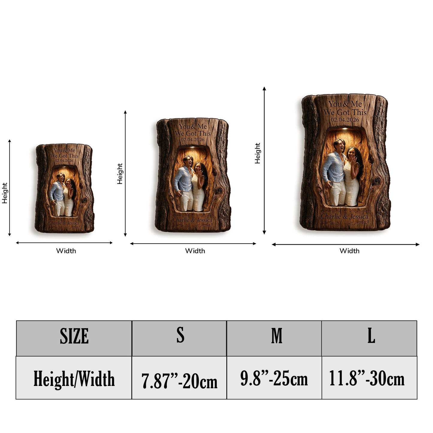You & Me We Got This - Personalized Couple Wooden Light Shadow Box