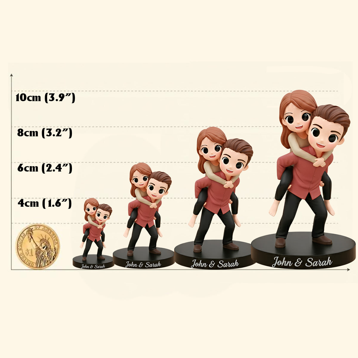 Erinnerungsstück „Loving Memories“ – Personalisierte, individuell gestaltete 3D-Minifigur für Paare