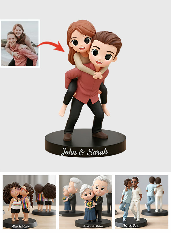 Erinnerungsstück „Loving Memories“ – Personalisierte, individuell gestaltete 3D-Minifigur für Paare