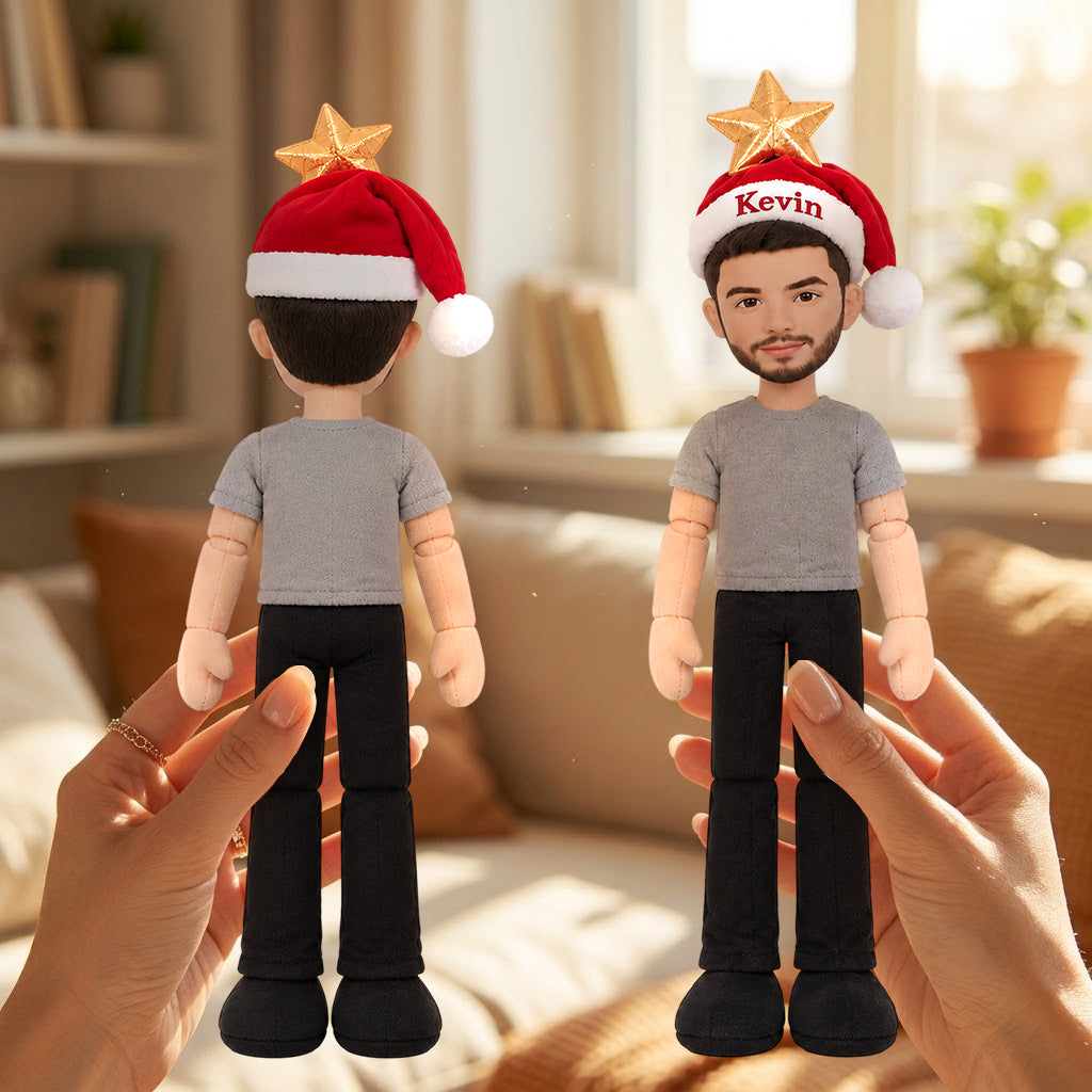 Funny Xmas Couple Posable Plush Doll - Personalized Couple Posable Plush Doll