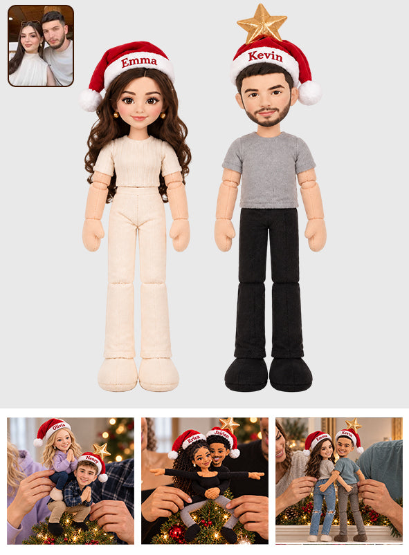 Funny Xmas Couple Posable Plush Doll - Personalized Couple Posable Plush Doll