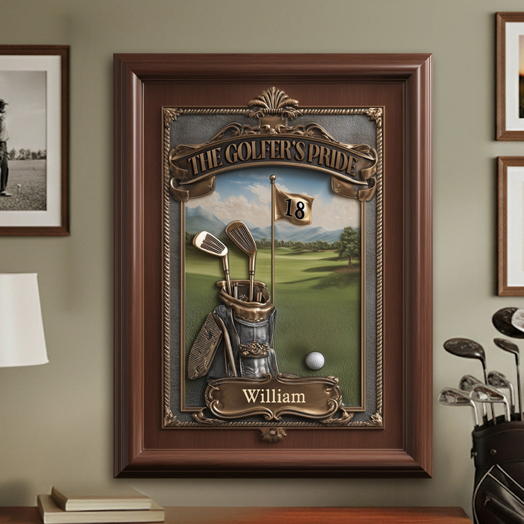 The Golfer's Pride - Personalized Golf Custom Shaped Wood Sign