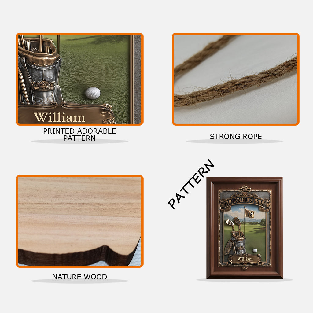 The Golfer's Pride - Personalized Golf Custom Shaped Wood Sign