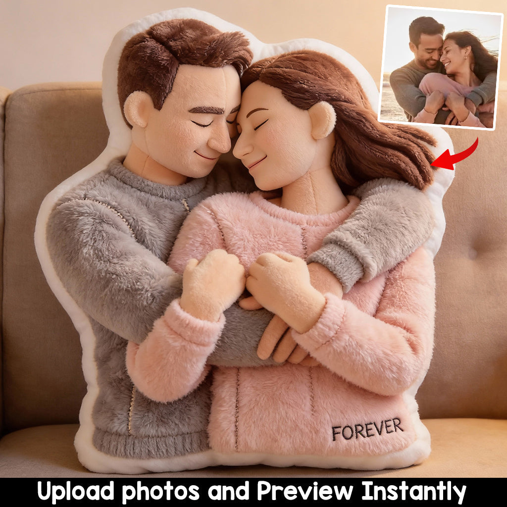 Custom From Photo - Meaningful Gifts - Personalized Couple Faux Fur Shaped Pillow