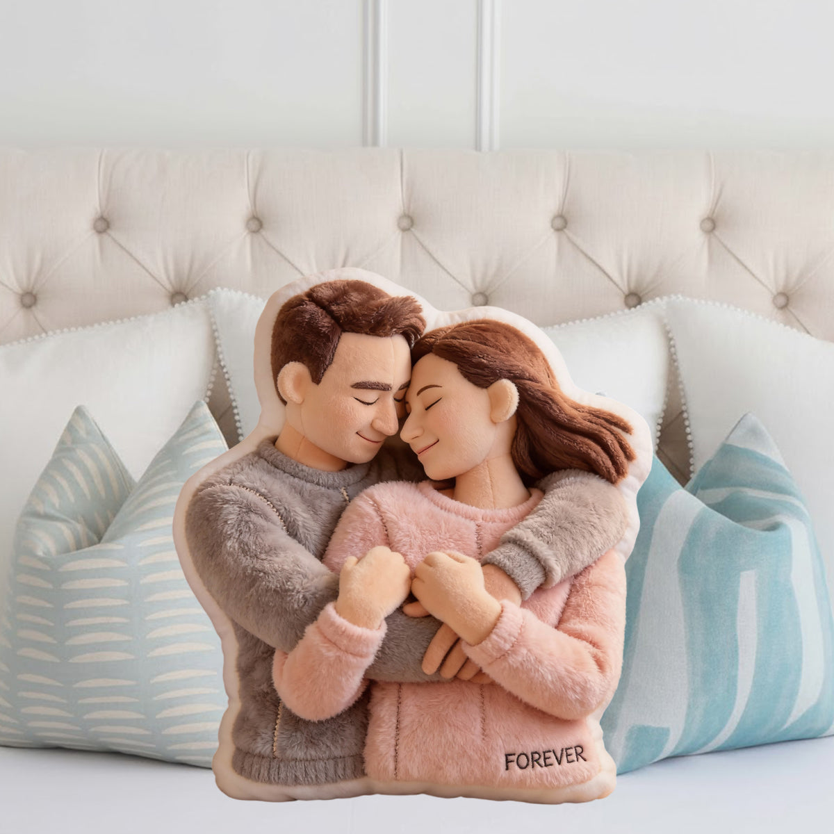 Custom From Photo - Meaningful Gifts - Personalized Couple Faux Fur Shaped Pillow