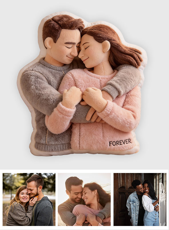Custom From Photo - Meaningful Gifts - Personalized Couple Faux Fur Shaped Pillow