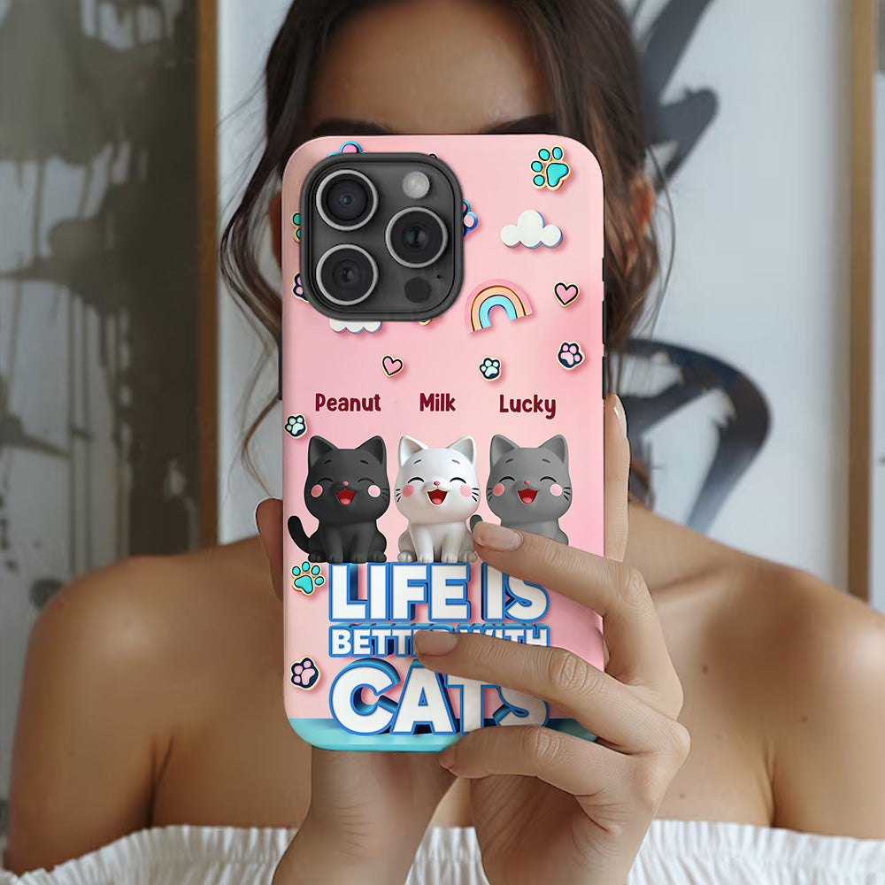 Das Leben ist schöner mit einer Katze – Personalisierte Handyhülle mit Katzenmotiv