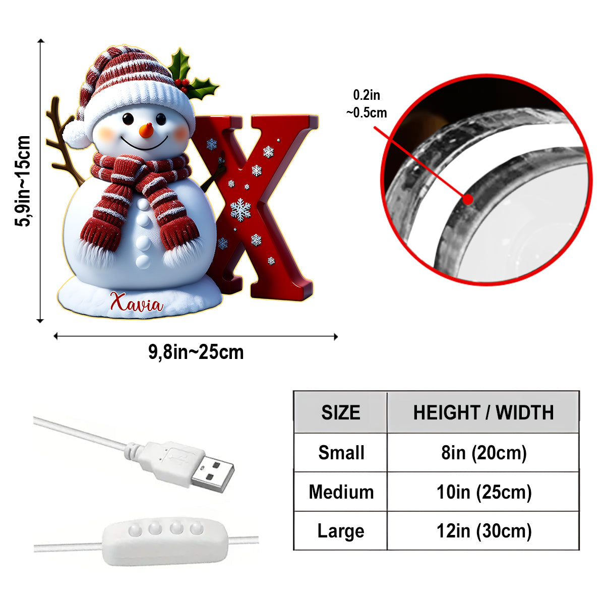 Frohe Weihnachten – Personalisierte Acryl-LED-Nachtleuchte für die ganze Familie