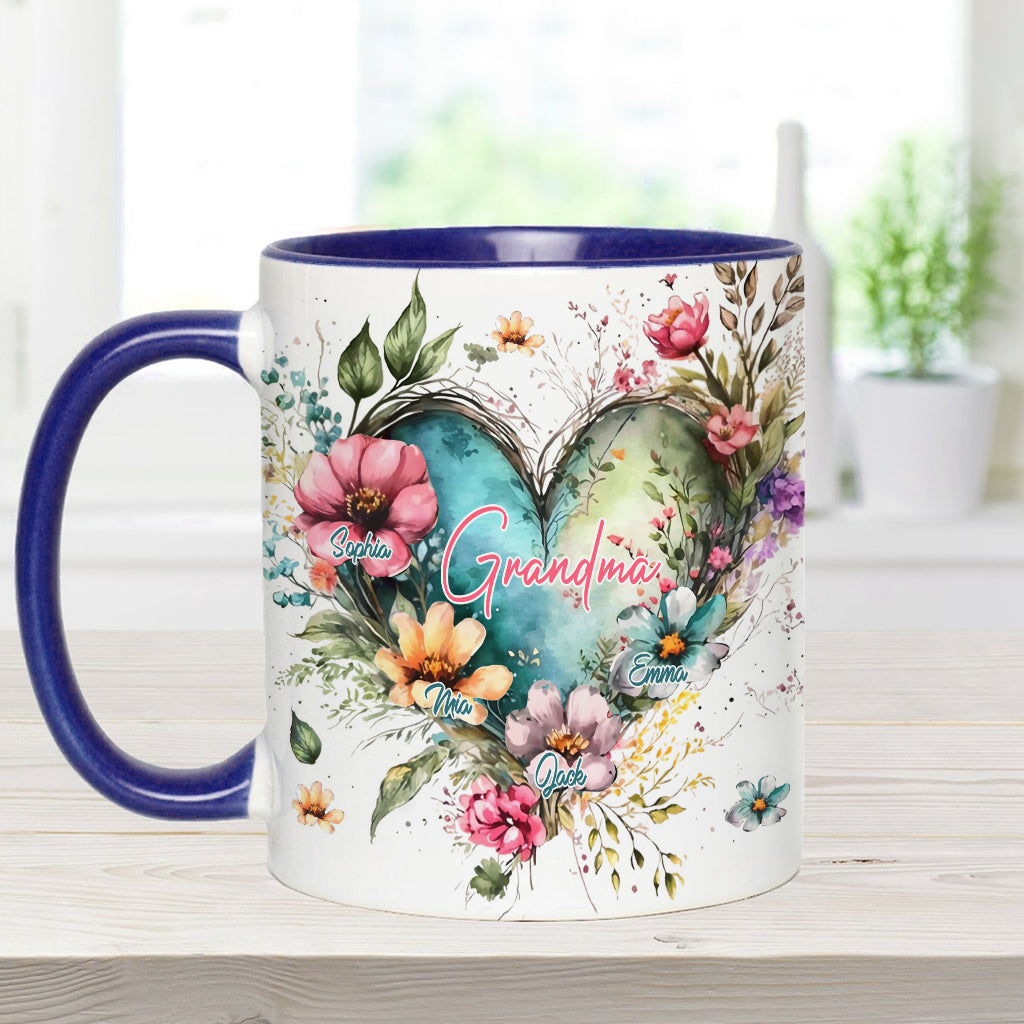 Blumen für Omas Mutter – Personalisierte Tasse mit Oma-Motiv
