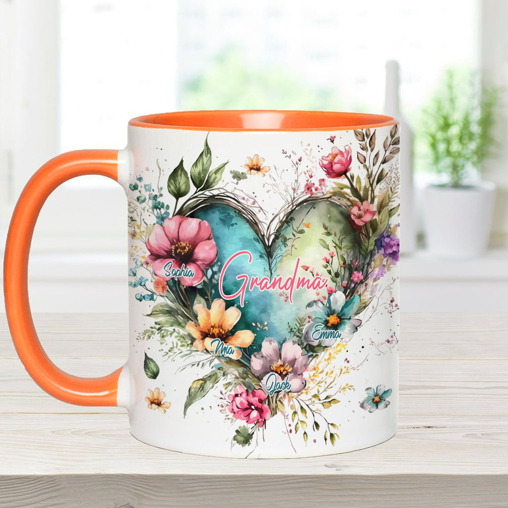 Blumen für Omas Mutter – Personalisierte Tasse mit Oma-Motiv