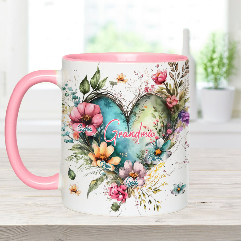 Blumen für Omas Mutter – Personalisierte Tasse mit Oma-Motiv