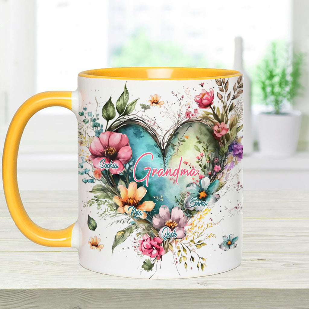 Blumen für Omas Mutter – Personalisierte Tasse mit Oma-Motiv
