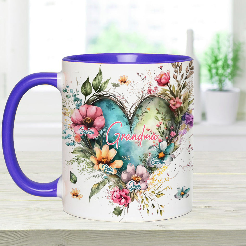 Blumen für Omas Mutter – Personalisierte Tasse mit Oma-Motiv