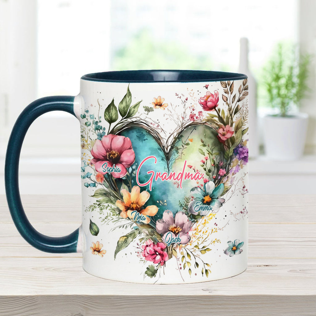 Blumen für Omas Mutter – Personalisierte Tasse mit Oma-Motiv