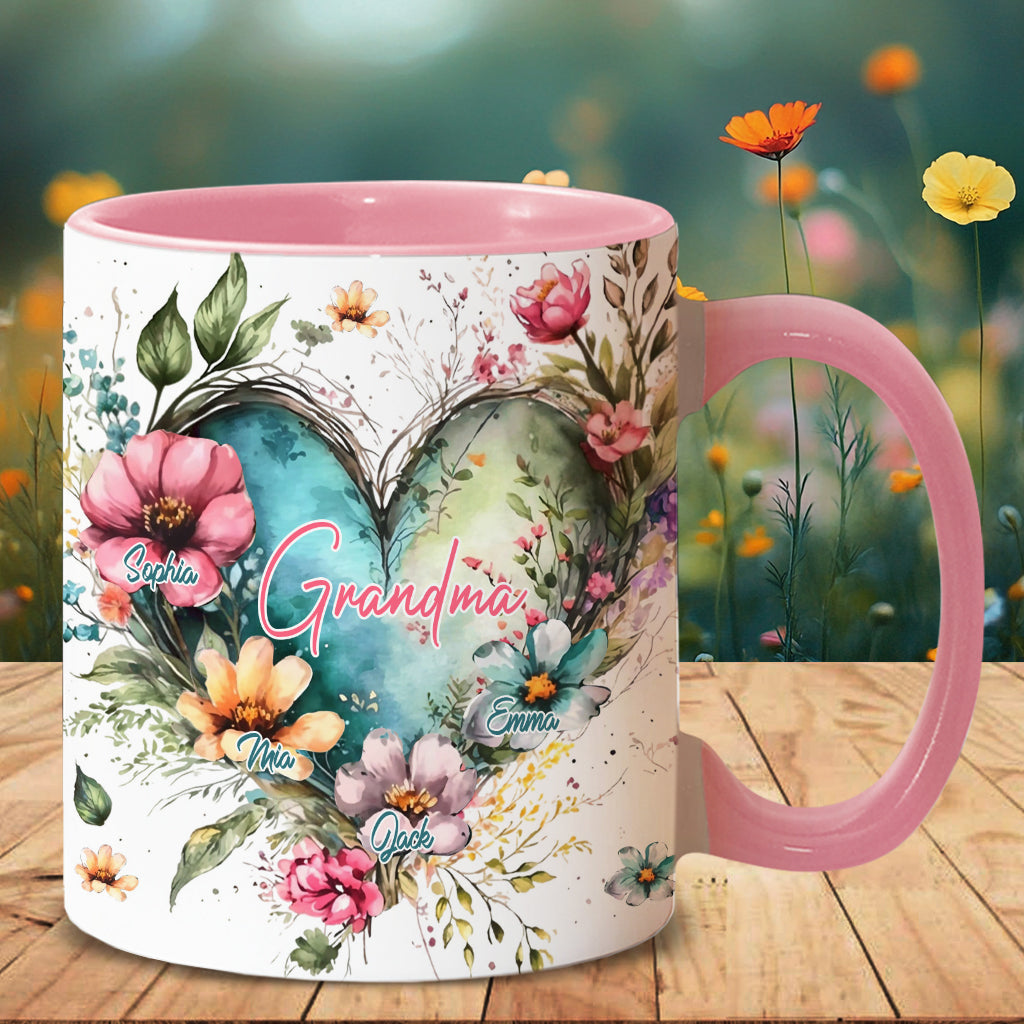 Blumen für Omas Mutter – Personalisierte Tasse mit Oma-Motiv