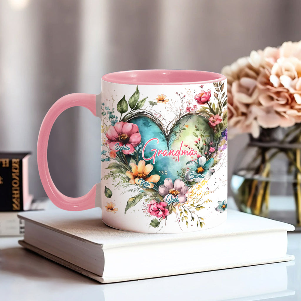 Blumen für Omas Mutter – Personalisierte Tasse mit Oma-Motiv