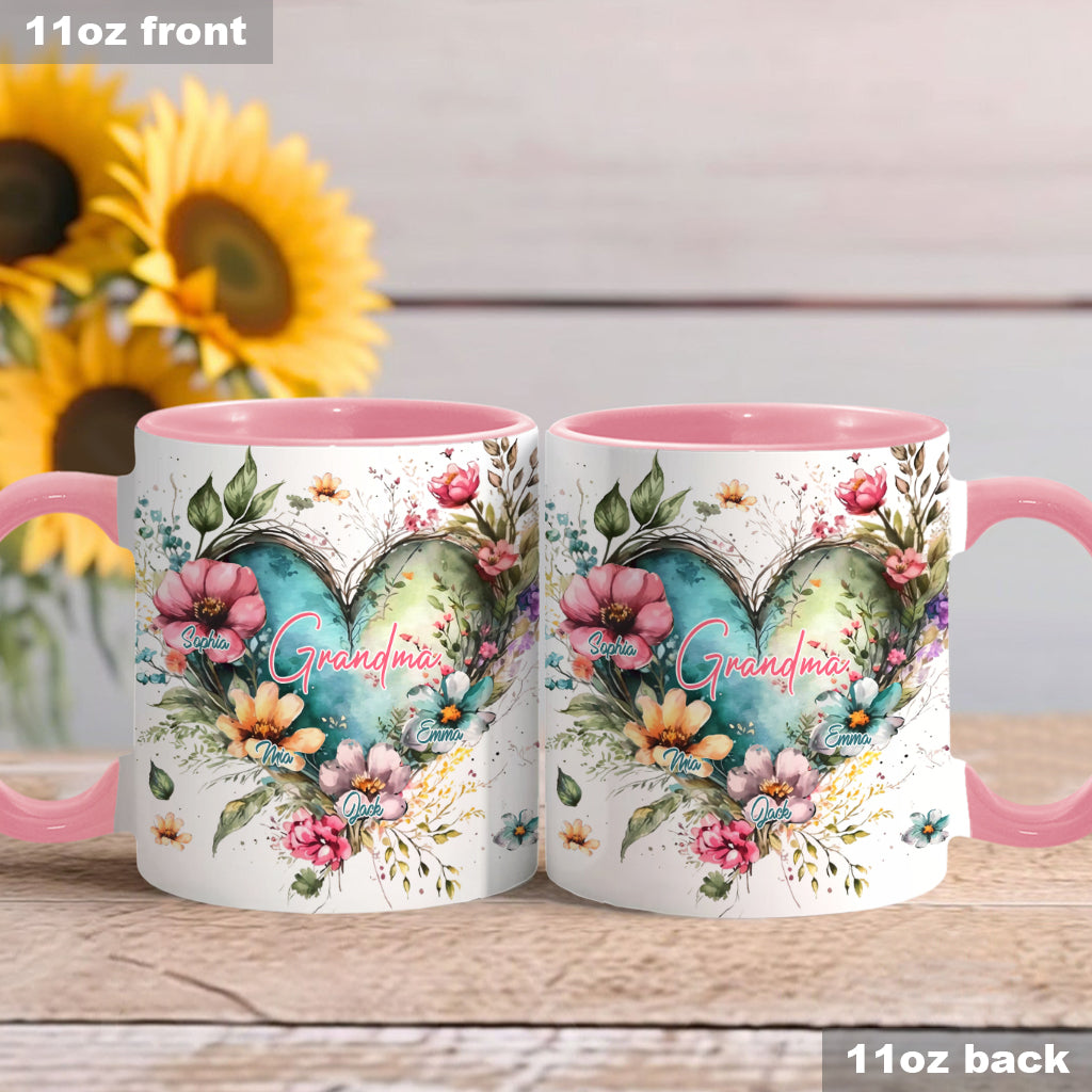 Blumen für Omas Mutter – Personalisierte Tasse mit Oma-Motiv