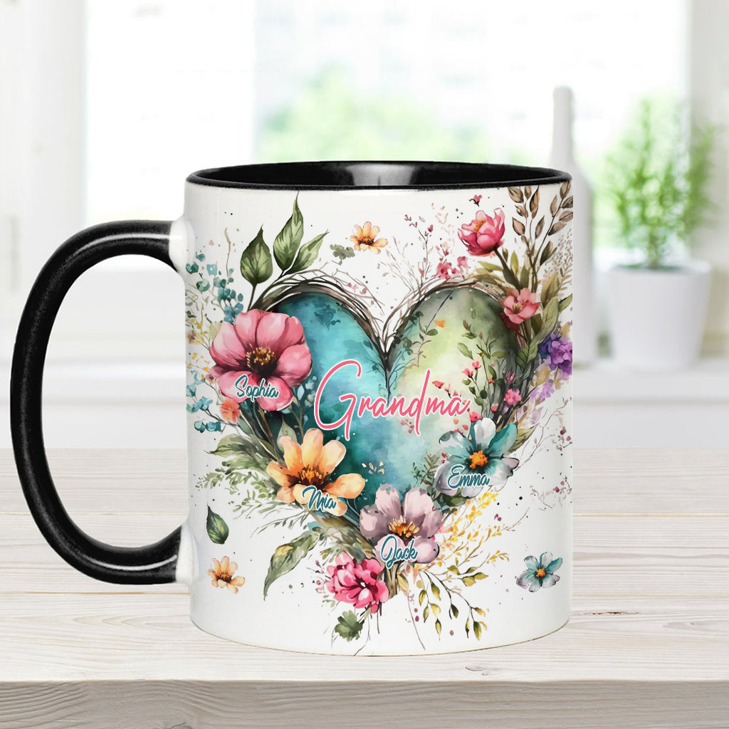 Blumen für Omas Mutter – Personalisierte Tasse mit Oma-Motiv