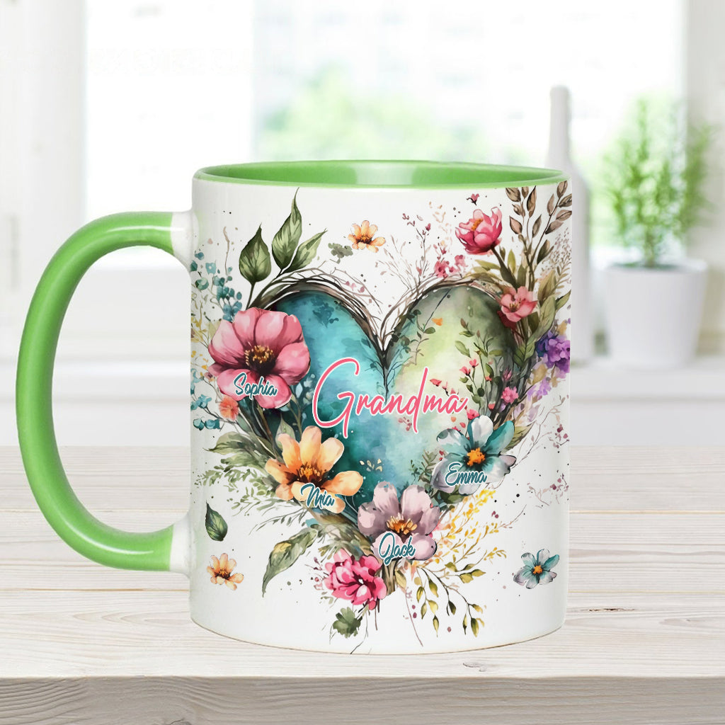 Blumen für Omas Mutter – Personalisierte Tasse mit Oma-Motiv