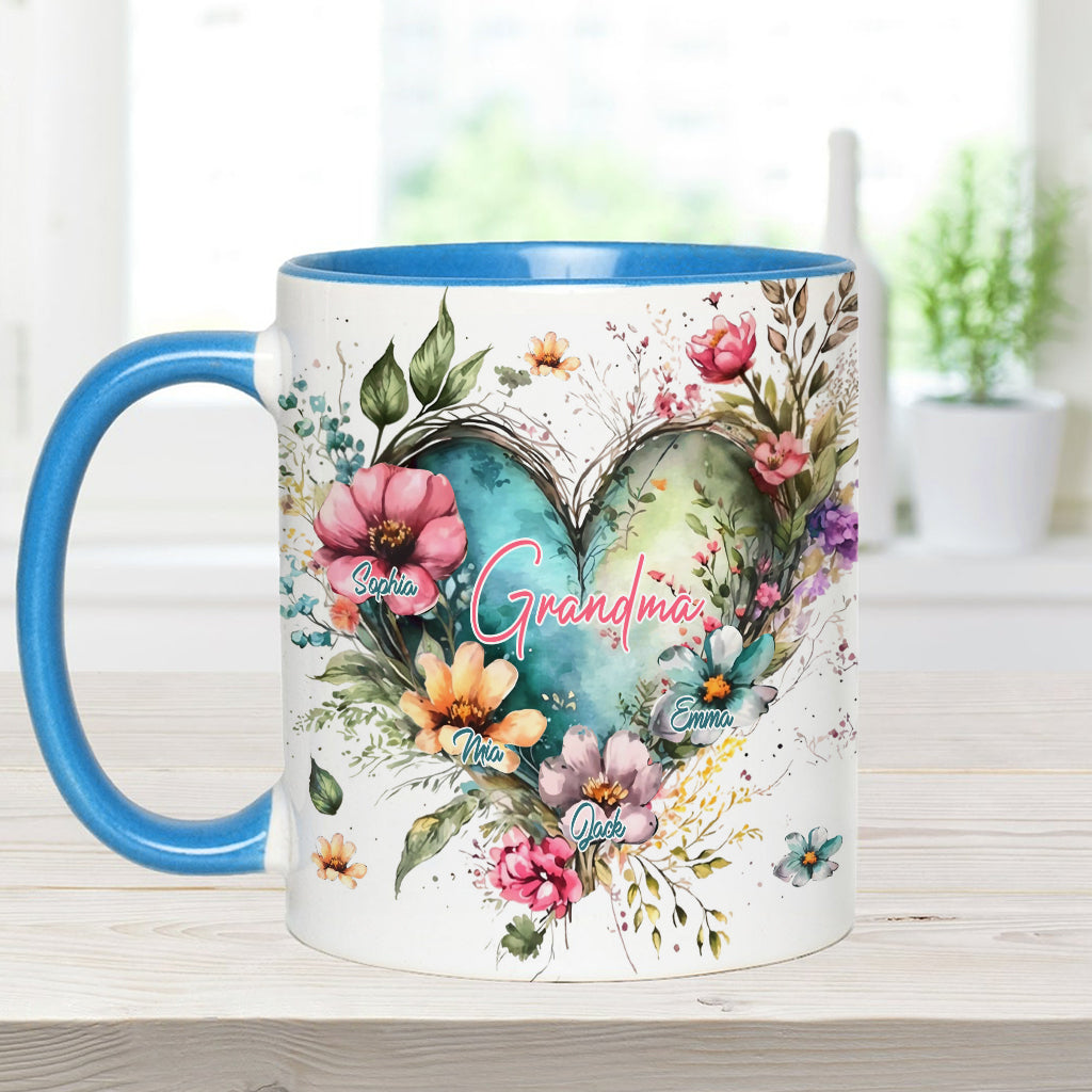 Blumen für Omas Mutter – Personalisierte Tasse mit Oma-Motiv