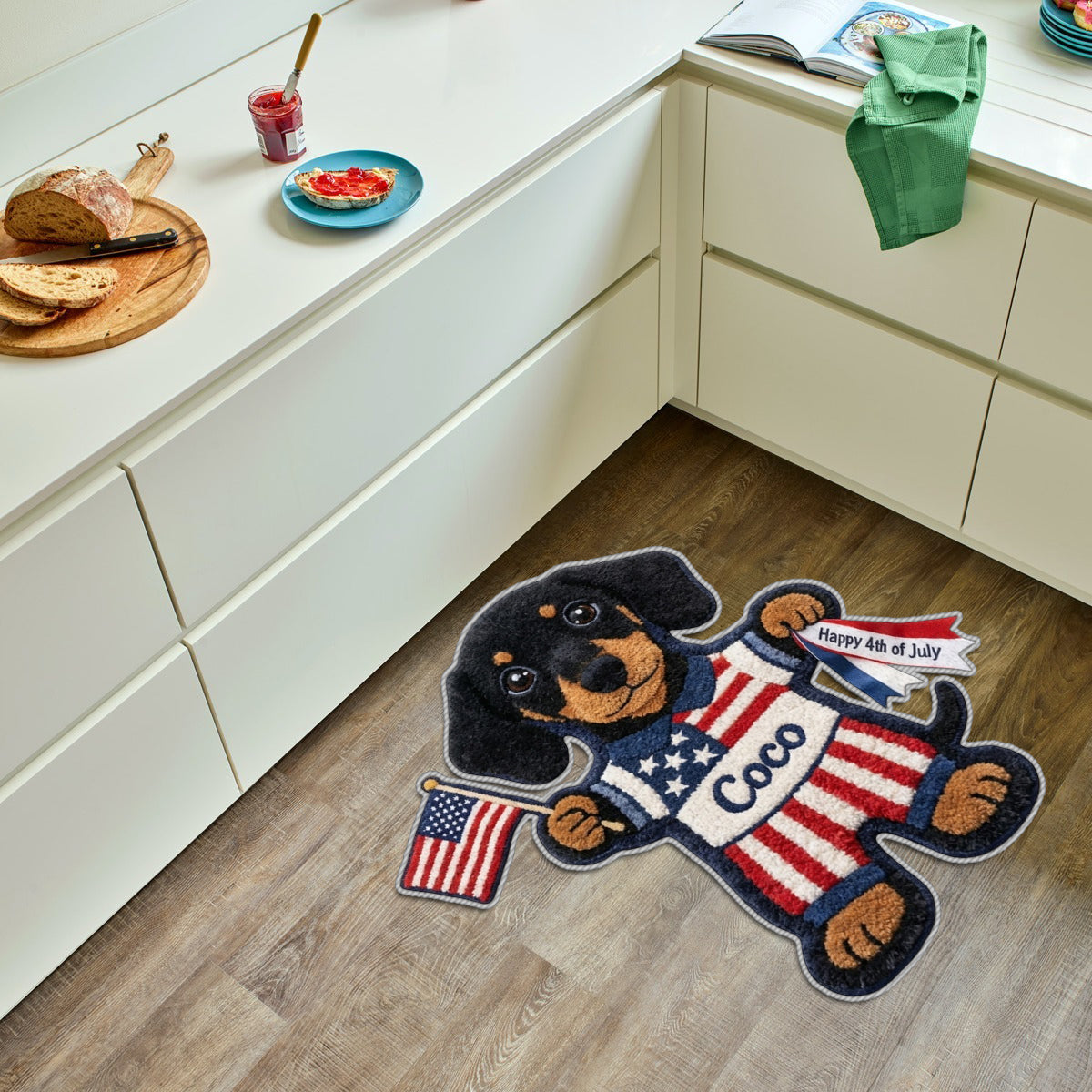 Frohen 4. Juli - Personalisierter Hund Anti-Rutsch Teppich