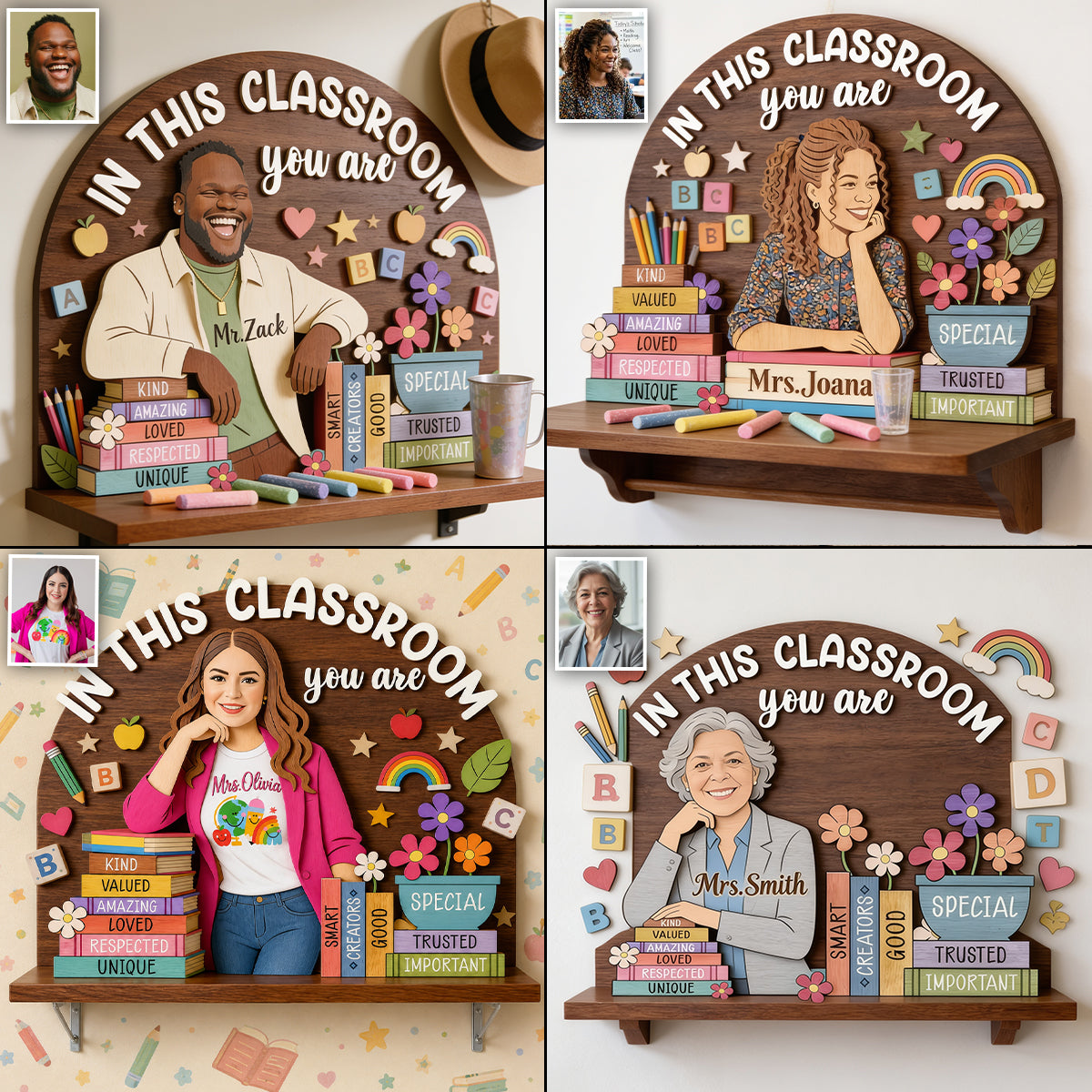 In This Classroom You Are - Personalized Teacher Wooden Floating Shelf