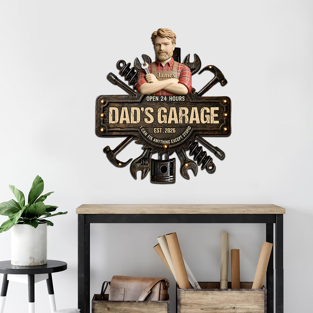 Vaters Garage - Personalisierte Metalltafel für Väter