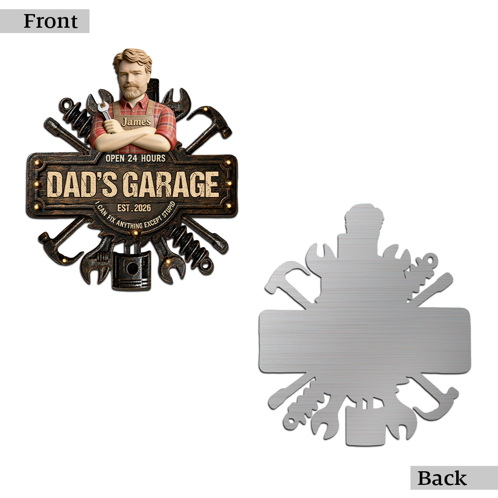 Vaters Garage - Personalisierte Metalltafel für Väter