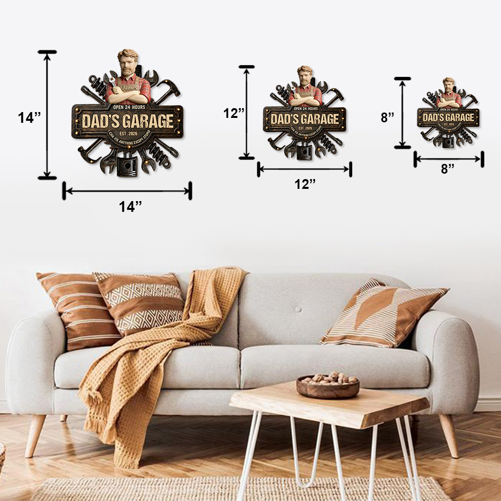 Vaters Garage - Personalisierte Metalltafel für Väter