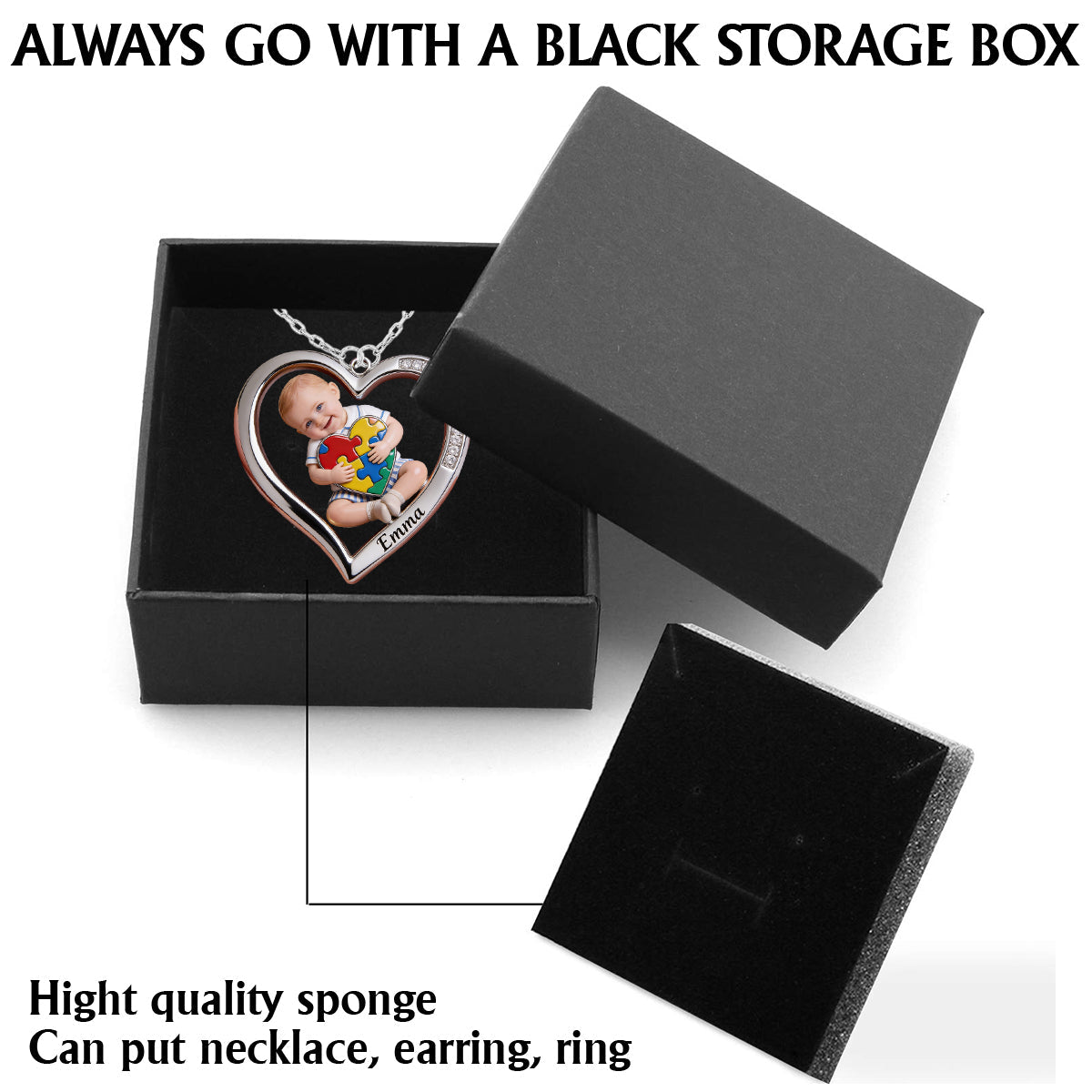 Custom Any Photo - Personalized Autism Awareness Shaped Metal Pendant Necklace