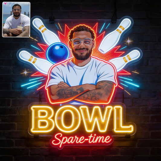 Benutzerdefiniert aus jedem Foto - Personalisierte Bowling Neon LED Lichtsign