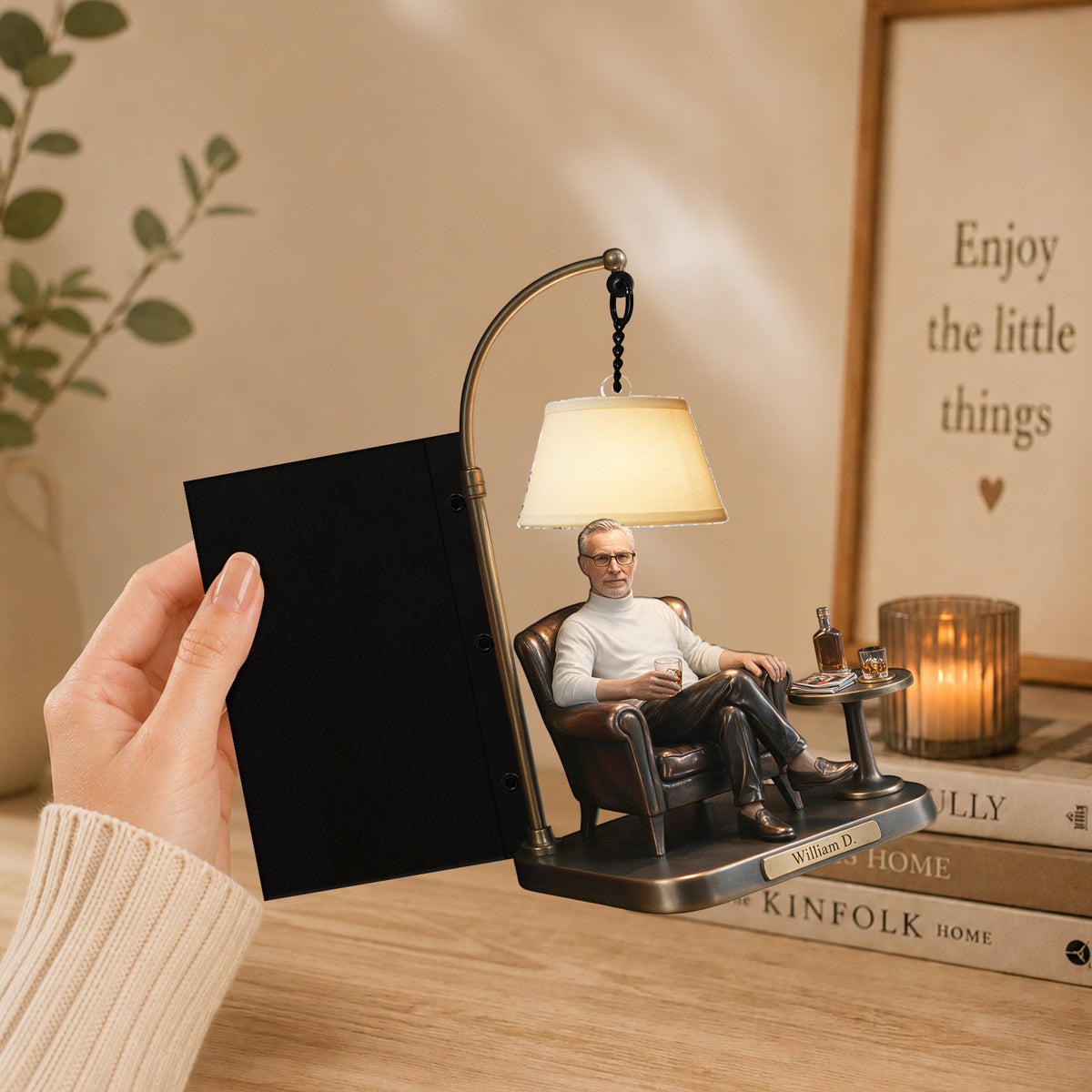 Any Photo - Personalized Real Men Bookshelf Lamp