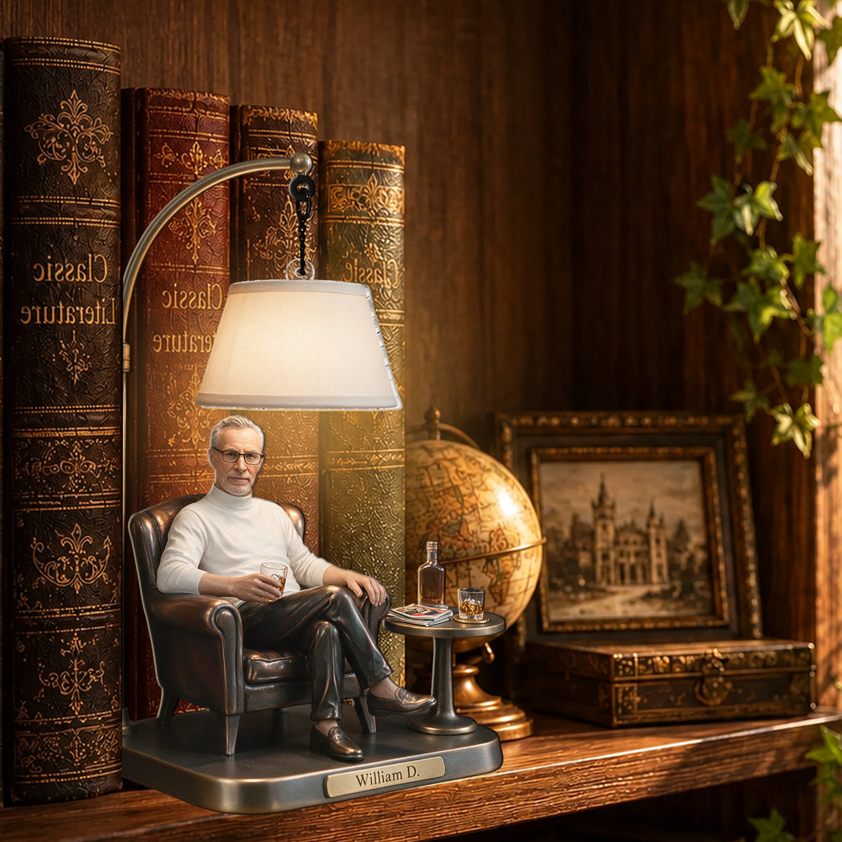Any Photo - Personalized Real Men Bookshelf Lamp