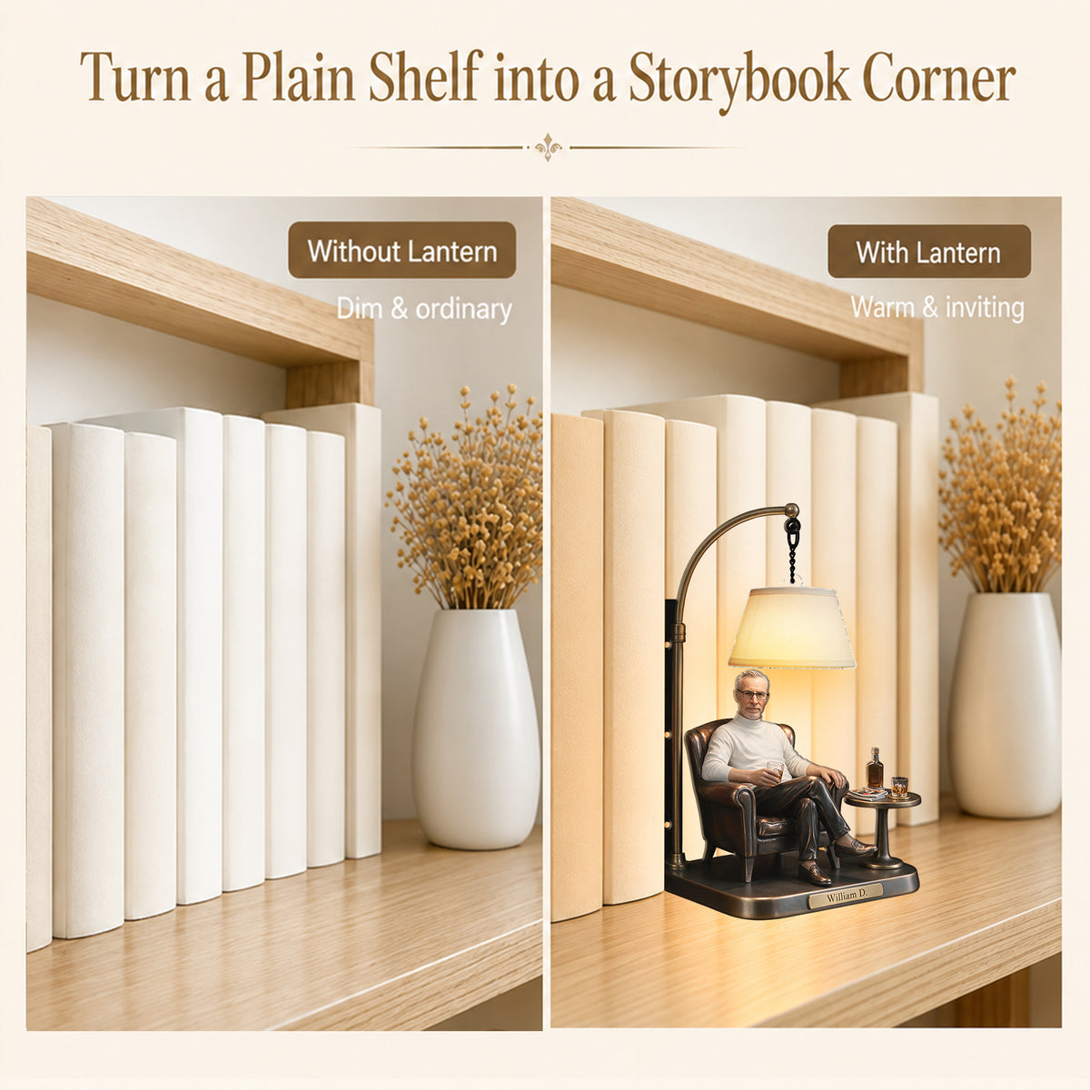 Any Photo - Personalized Real Men Bookshelf Lamp