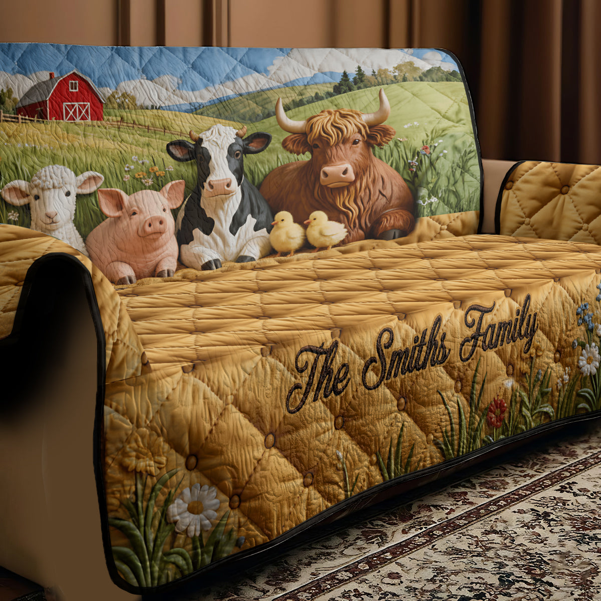 Farming Life - Personalized Farmer Quilted Sofa/Couch Cover