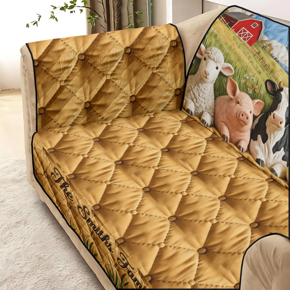 Farming Life - Personalized Farmer Quilted Sofa/Couch Cover