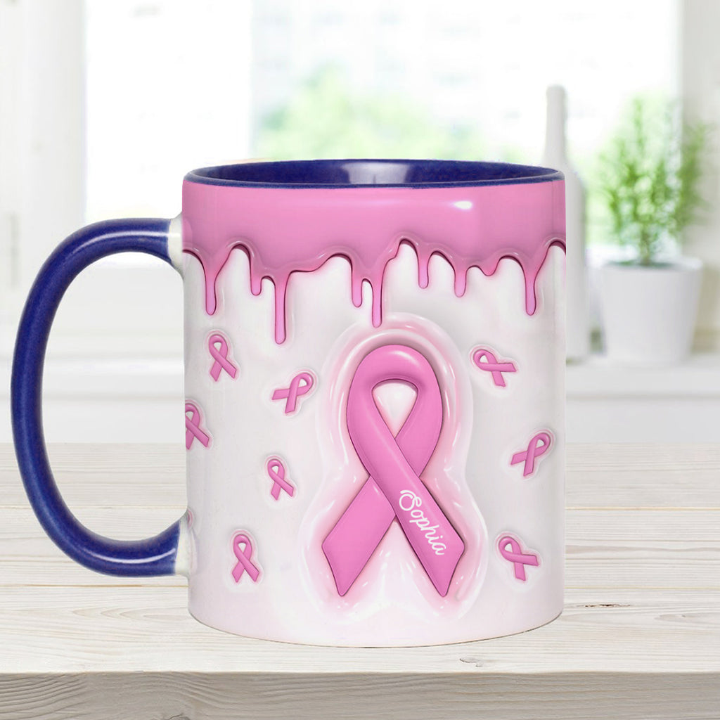 Pink Is My Signature Color - Personalized Breast Cancer Awareness Accent Mug