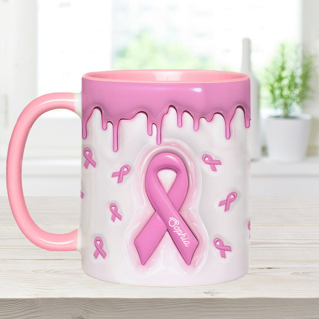 Pink Is My Signature Color - Personalized Breast Cancer Awareness Accent Mug