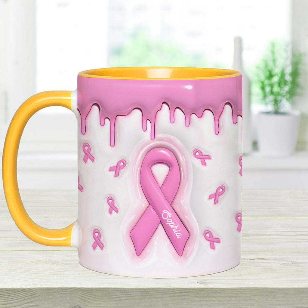 Pink Is My Signature Color - Personalized Breast Cancer Awareness Accent Mug