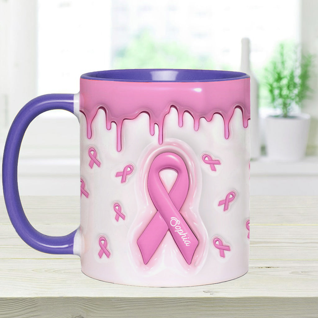 Pink Is My Signature Color - Personalized Breast Cancer Awareness Accent Mug