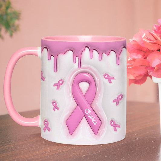 Pink Is My Signature Color - Personalized Breast Cancer Awareness Accent Mug
