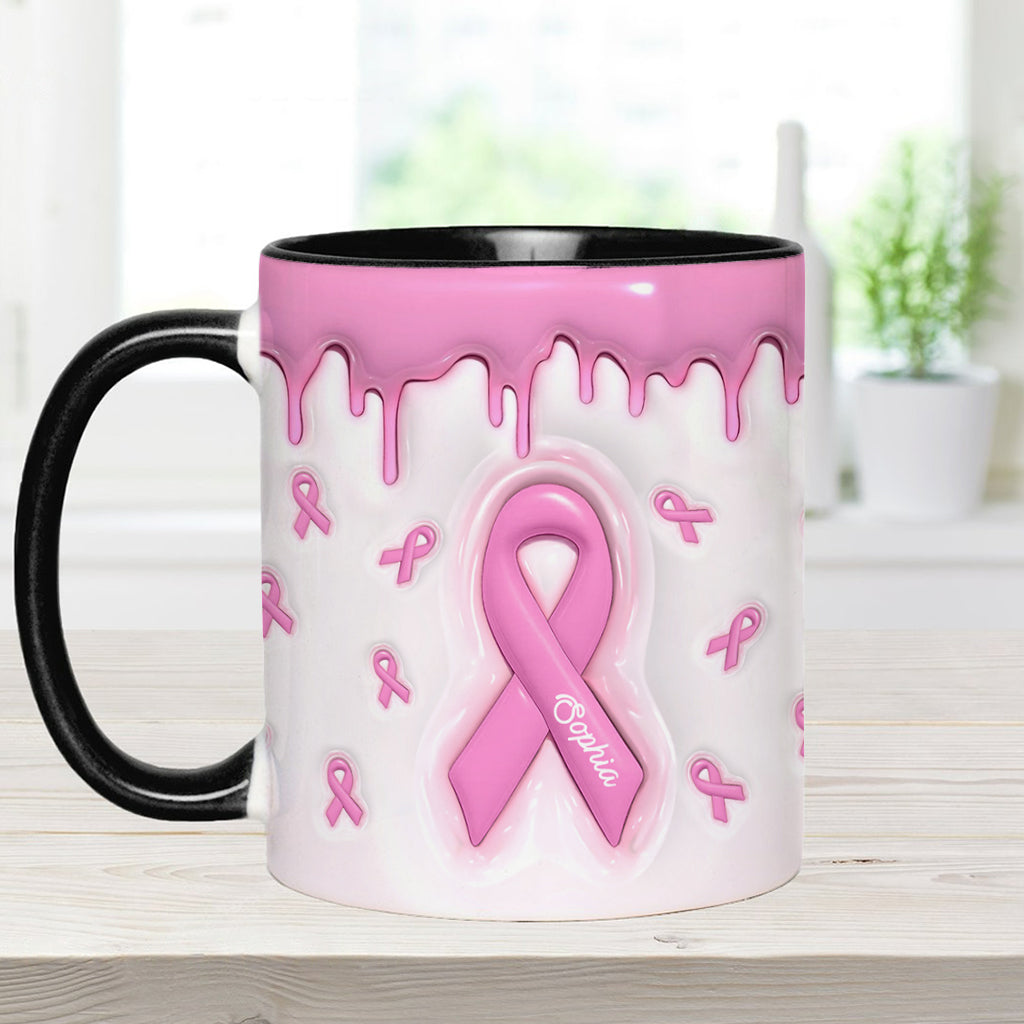 Pink Is My Signature Color - Personalized Breast Cancer Awareness Accent Mug