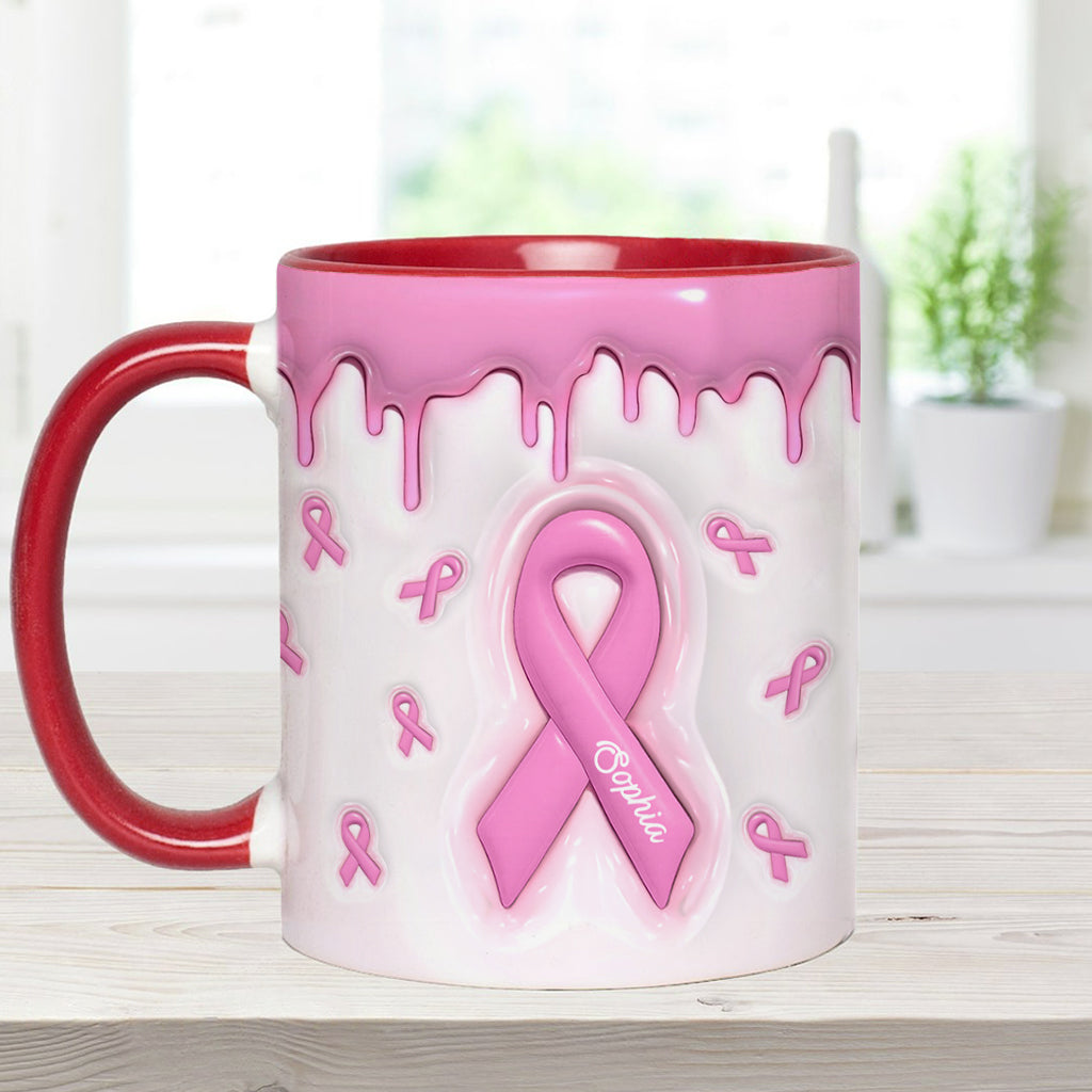 Pink Is My Signature Color - Personalized Breast Cancer Awareness Accent Mug