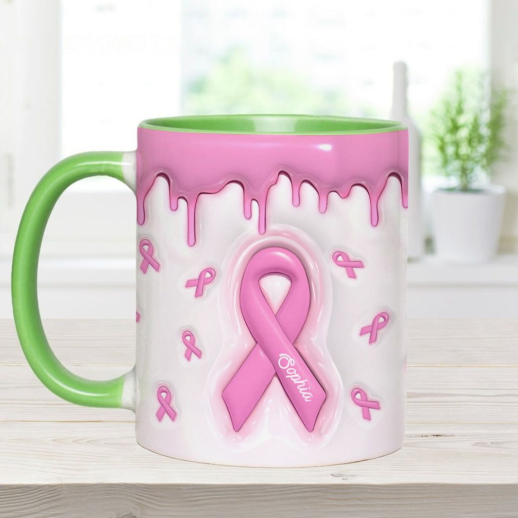 Pink Is My Signature Color - Personalized Breast Cancer Awareness Accent Mug